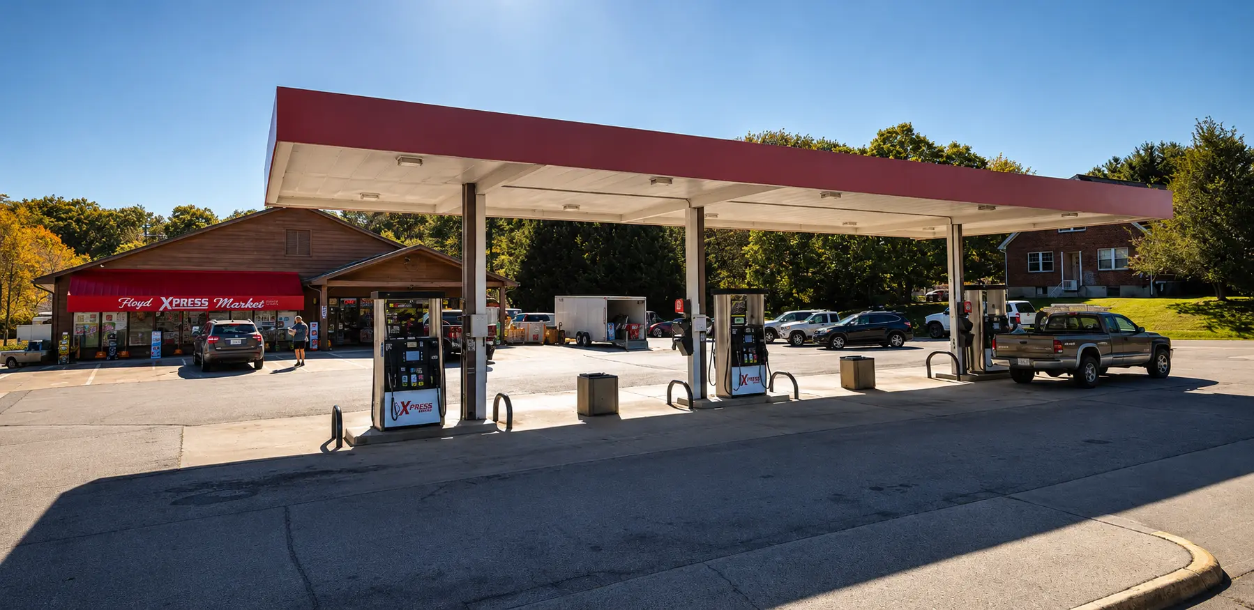 Floyd Xpress Market gas station serving local drivers and workers in Floyd, Virginia