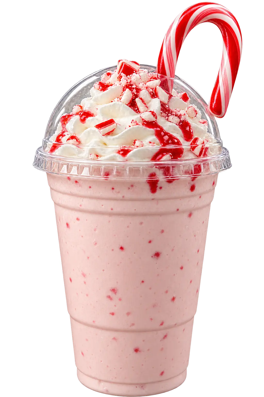 Strawberry milkshake with strawberry syrup and candy cane at Floyd Xpress Market in Floyd, VA